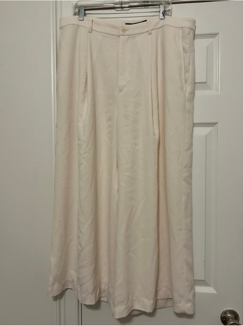 Women's Lauren Ralph Lauren Pleated Wide Leg Pants Beige Ivory Size 8